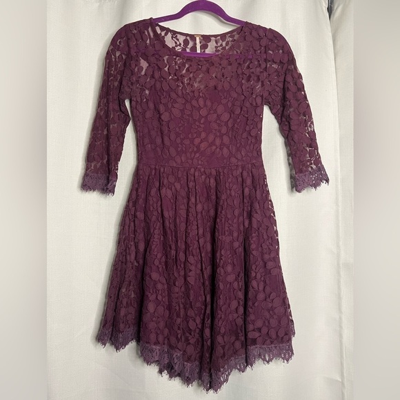 Free People Purple Floral Mesh Lace Dress ASO Taylor Swift 0 - Picture 10 of 11